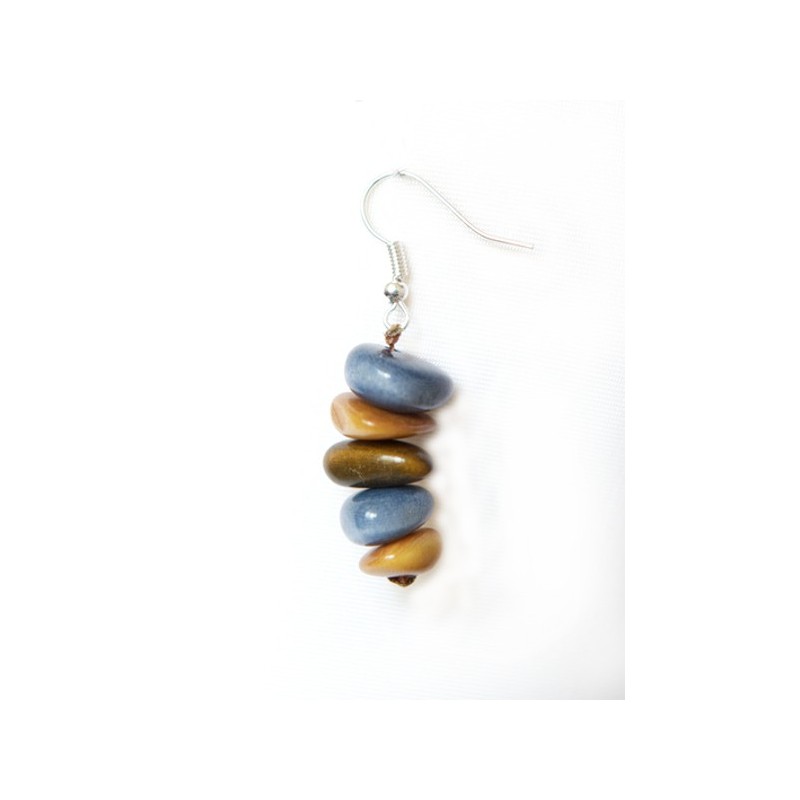 Bronze and slate pebble tagua earrings - Madame Framboise
