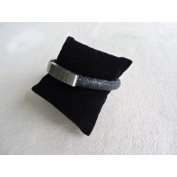 Black braided leather bracelet - Madame Framboise