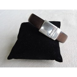 Bracelet homme en cuir de taureau marron - Madame Framboise