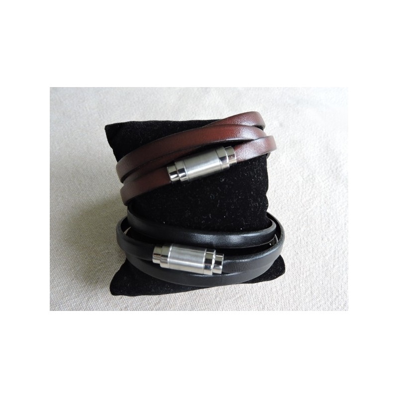 Bracelet triple en cuir de veau - Madame Framboise