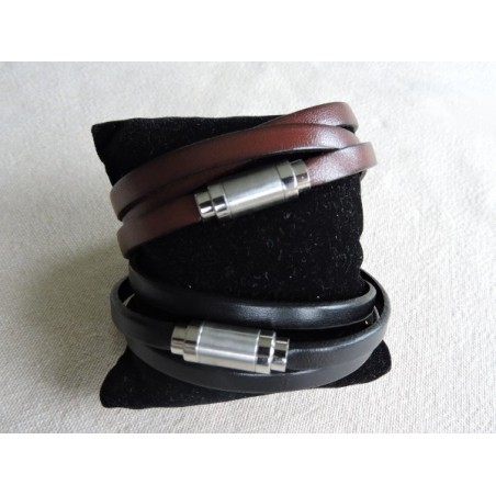Bracelet triple en cuir de veau - Madame Framboise Bracelet triple en cuir de veau - Madame Framboise