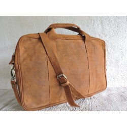 Leather laptop bag 15 or 17 inches - Madame Framboise