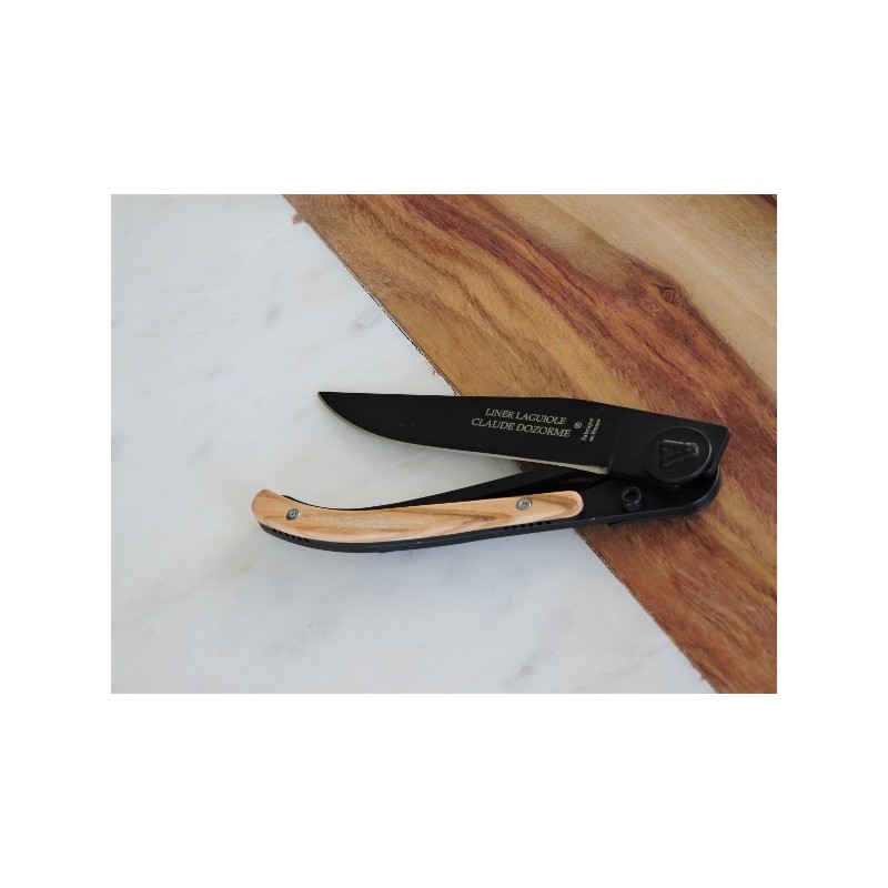 Laguiole knife black blade and olive wood - Madame Framboise