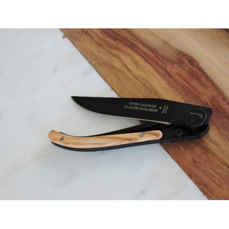 Couteau Laguiole lame noire et bois d'olivier - Madame Framboise 
