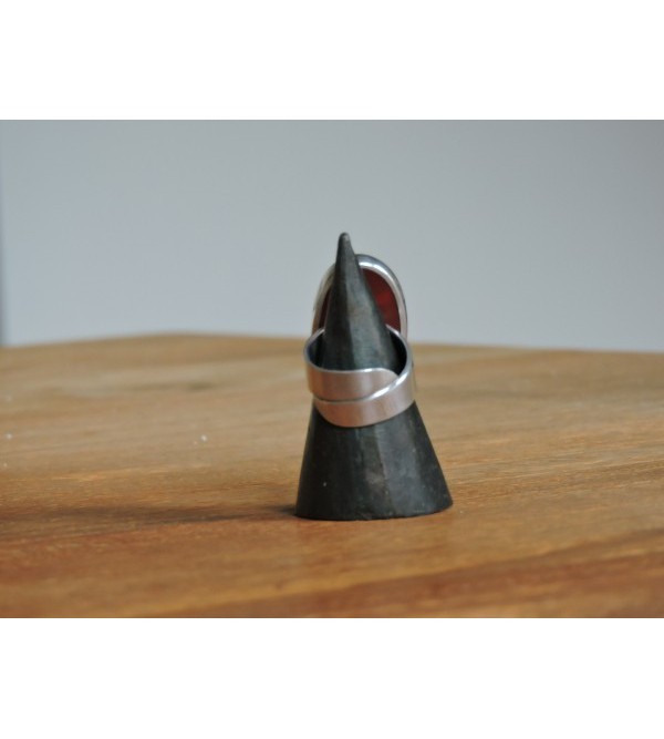 Bague ronde en argent brillant avec nacre - taille 18,5