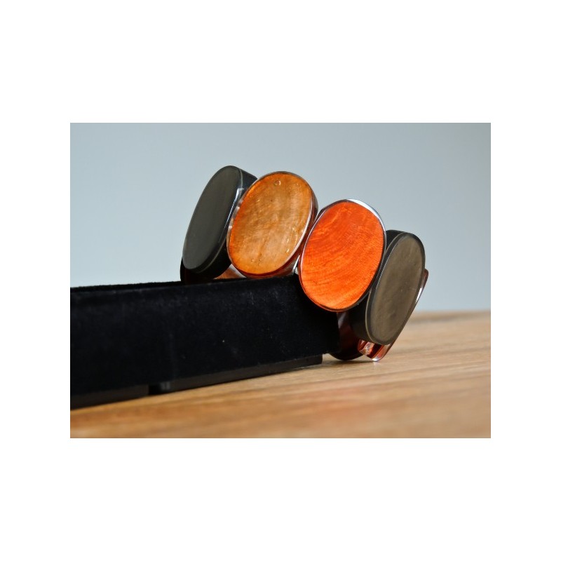 Orange colored resin cuff bracelet - Madame Framboise