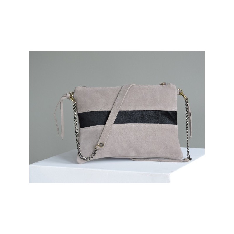 Pochette en croûte gris-taupe - Madame Framboise