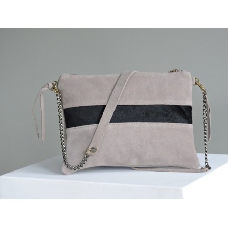 Pochette en croûte gris-taupe - Madame Framboise