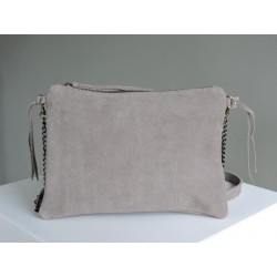 Petit sac à main en croûte gris-taupe - Madame Framboise