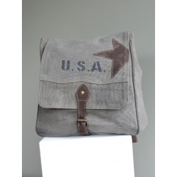 Backpack - recycled canvas military - Madame Framboise