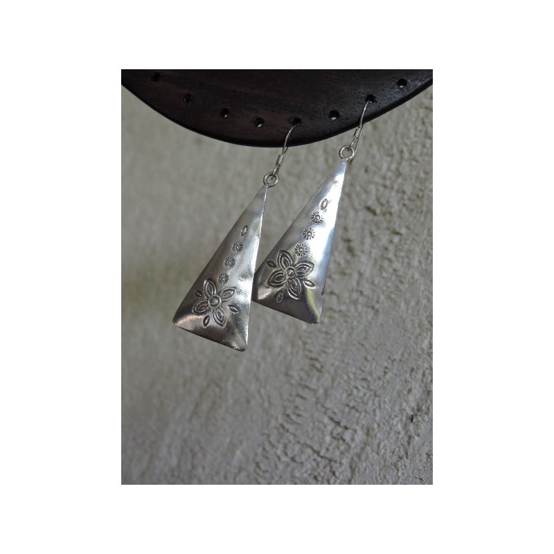 Boucles d'oreilles argent massif - triangle-Madame Framboise