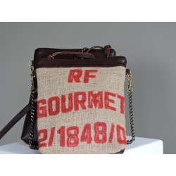 Sac en jute et cuir avec lanière - Madame Framboise