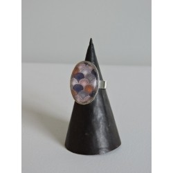 Bague ovale en verre - rosace multicolore - Madame Framboise