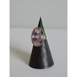 Oval glass ring - multicolor rosace - Madame Framboise