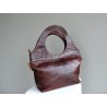  Brown leather handbag and calfskin - Madame Framboise