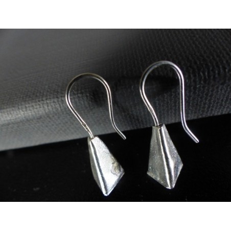 Boucles D'oreilles Triangle Argent 925 – Pyramide Rayée, Style Goutte, Sans Emballage