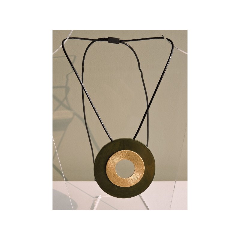 Fancy necklace - olive green and gold - Madame Framboise
