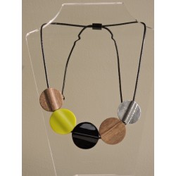 Long necklace in wood, metal and resin - Madame Framboise