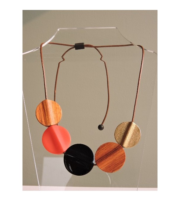 Collier Sautoir Artisanal En Résine Orange - Bijou Fantaisie Femme Perles