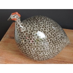 Ceramic decorative guinea fowl - Brown and gray - Madame Framboise
