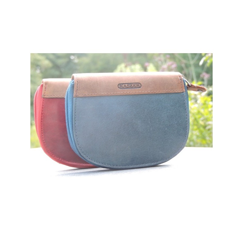 KASZER blue leather purse - Madame Framboise