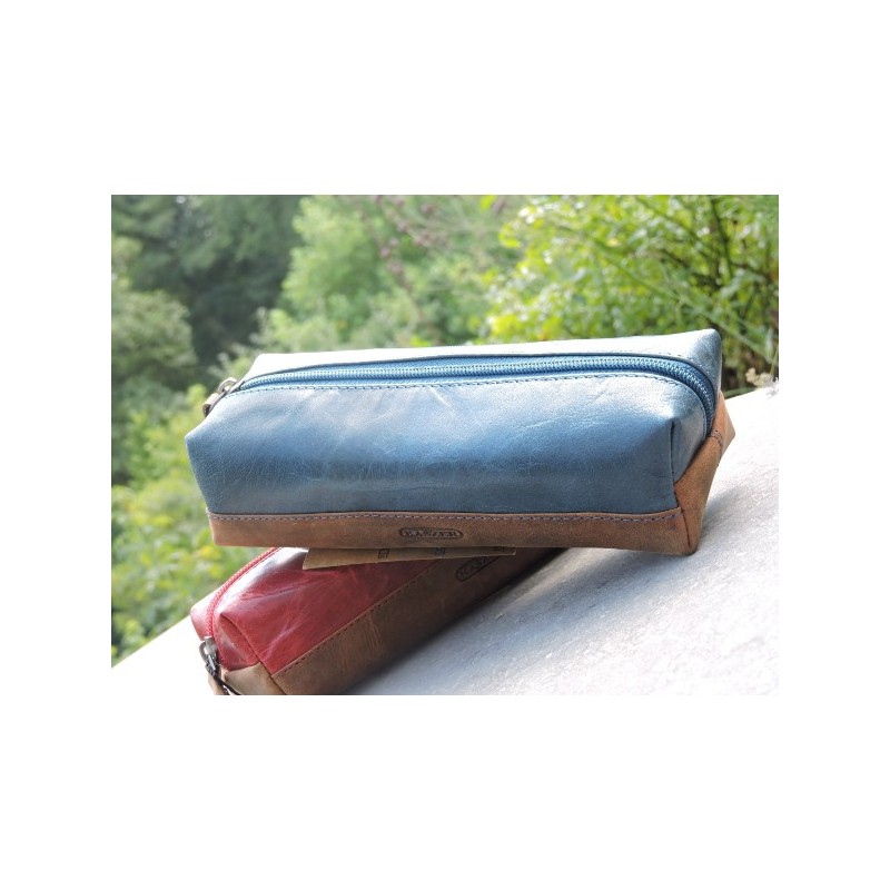 KASZER blue leather pencil case - Madame Framboise