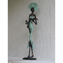 High African statuette "The reader and her baby" | Madame Framboise