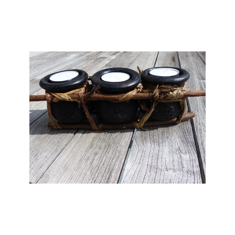 Set of 3 candle holders terracotta