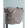 Large taupe colored leather bucket bag | Madame Framboise