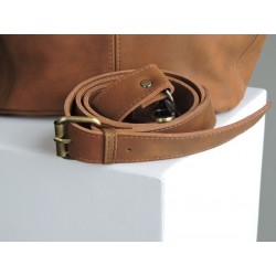 Large camel colored  leather bag | Madame Framboise