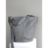 Grand sac seau en cuir vert de gris | Madame Framboise