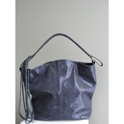 Glitter blue leather bucket bag | Madame Framboise
