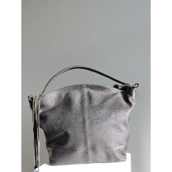 Black grained leather bucket bag | Madame Framboise