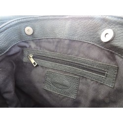 Black grained leather handbag | Madame Framboise