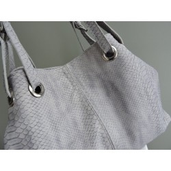 Sac fourre-tout en cuir écaille gris bleu | Madame Framboise