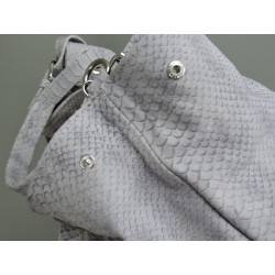 Sac fourre-tout en cuir écaille gris bleu | Madame Framboise