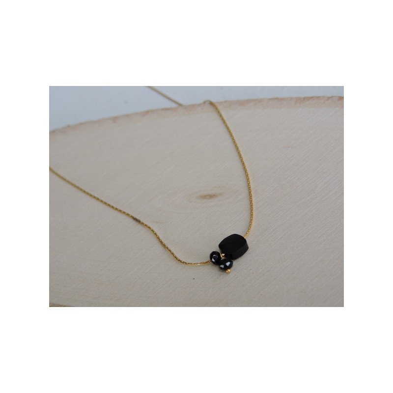 Collier onyx plaqué or | Madame Framboise