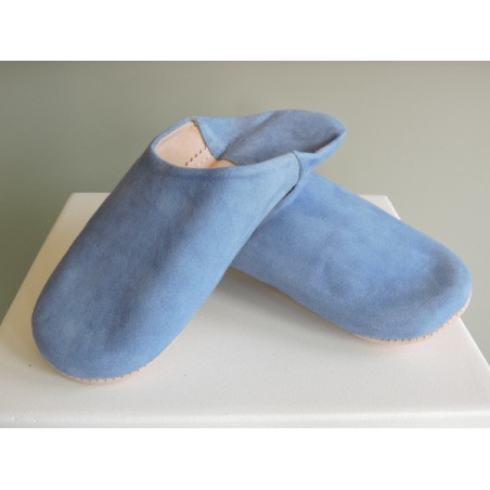 Babouches mixtes en daim bleu ciel | Madame Framboise Babouches mixtes en daim bleu ciel | Madame Framboise