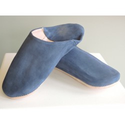 Babouches mixtes en daim bleu | Madame Framboise