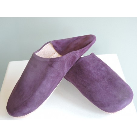 Babouches mixtes en daim aubergine | Madame Framboise Babouches mixtes en daim aubergine | Madame Framboise