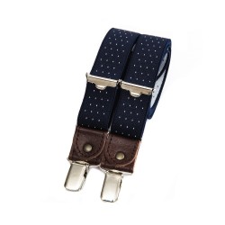 Skinny braces - navy blue with white dots | Madame Framboise