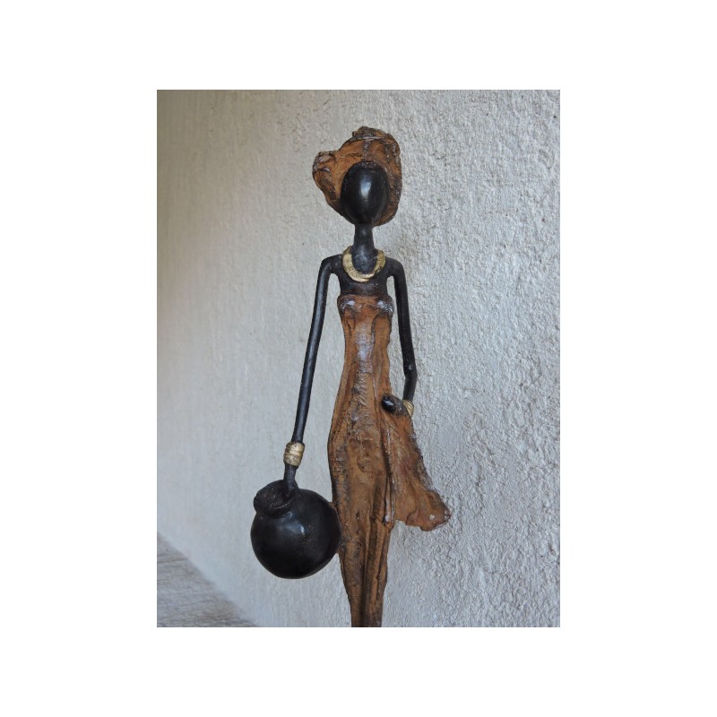 Grande statuette africaine "La porteuse d'eau " | Madame Framboise