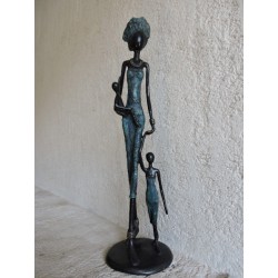 High African statuette "Mom and her two children" | Madame Framboise