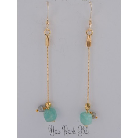 Boucles d'oreilles amazonite | Madame Framboise Boucles d'oreilles amazonite | Madame Framboise