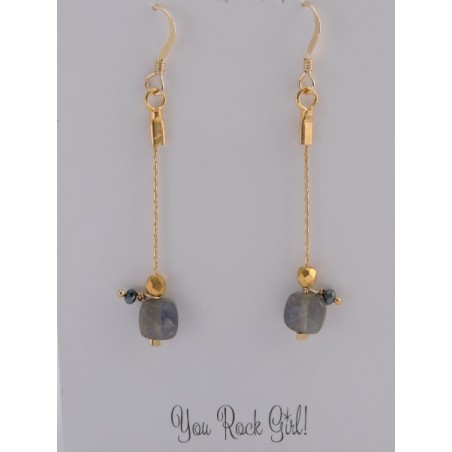 Boucles d'oreilles labradorite | Madame Framboise Boucles d'oreilles labradorite | Madame Framboise