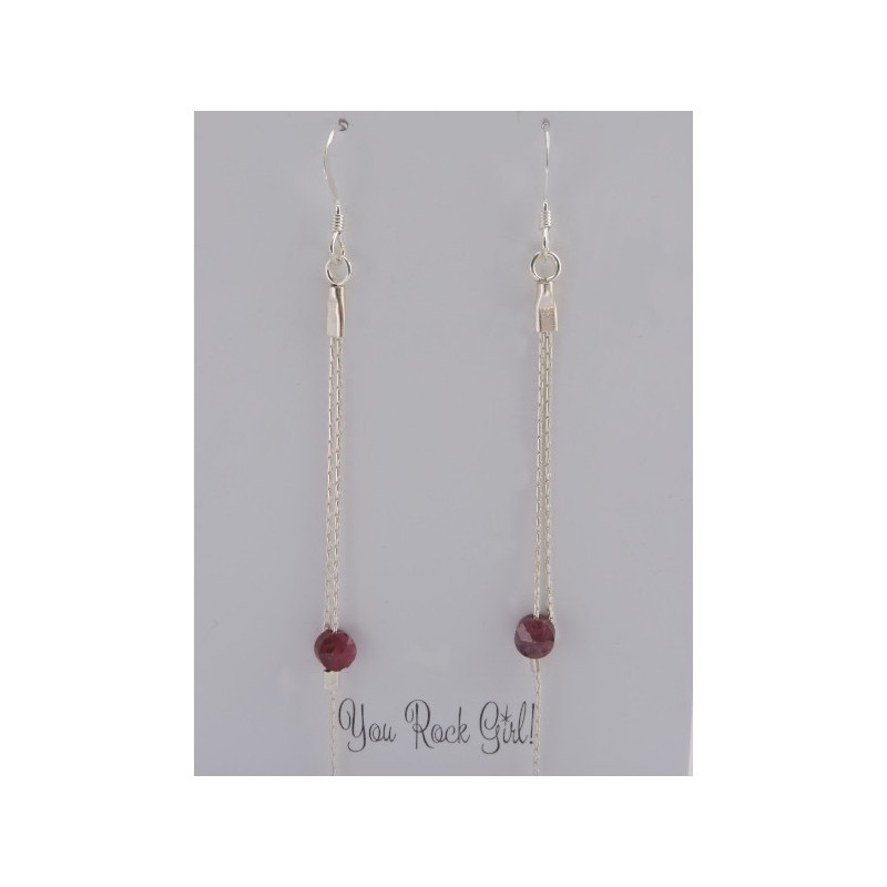 Boucles d'oreilles argent rubis | Madame Framboise