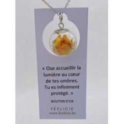 Amulette fantaisie argentée - Bouton d'or | Madame Framboise
