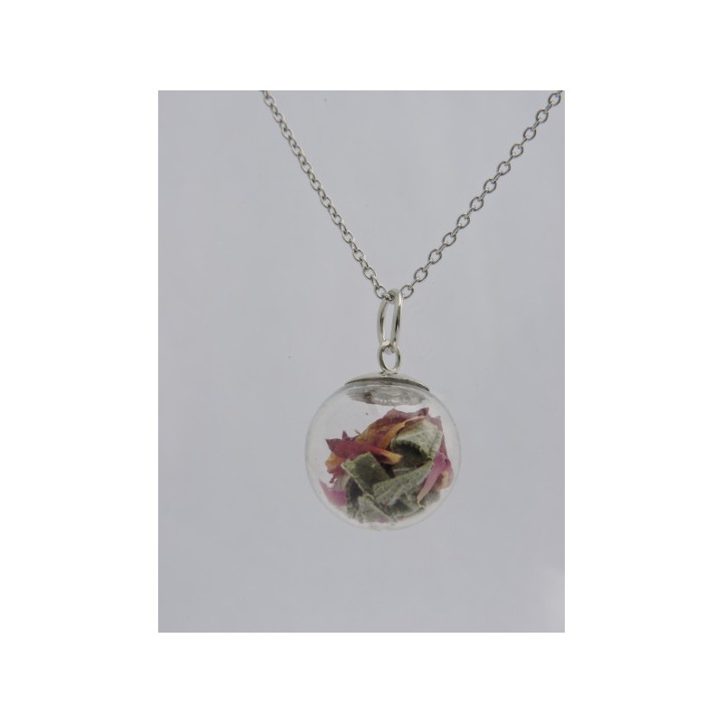 Silver color amulet - Rose and sage | Madame Framboise