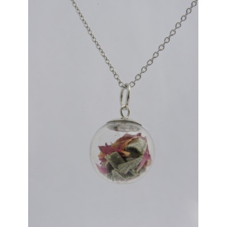 Silver color amulet - Rose and sage | Madame Framboise