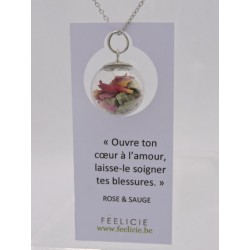 Silver color lucky amulet - Rose and sage | Madame Framboise